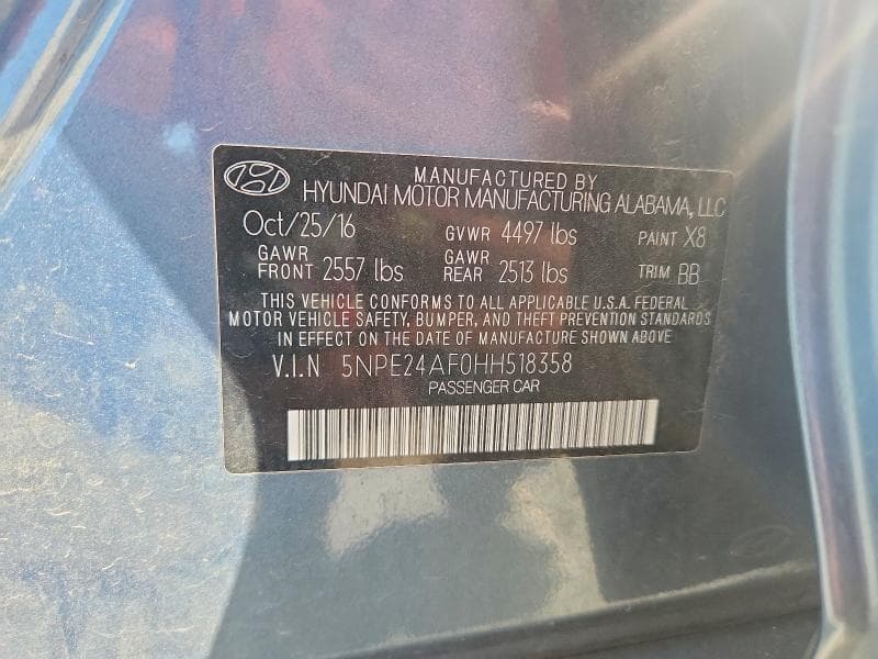 2017 HYUNDAI SONATA SE 12