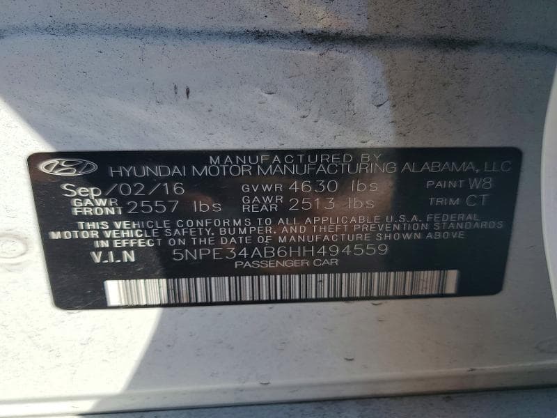 2017 HYUNDAI SONATA SPORT 2.0T 12
