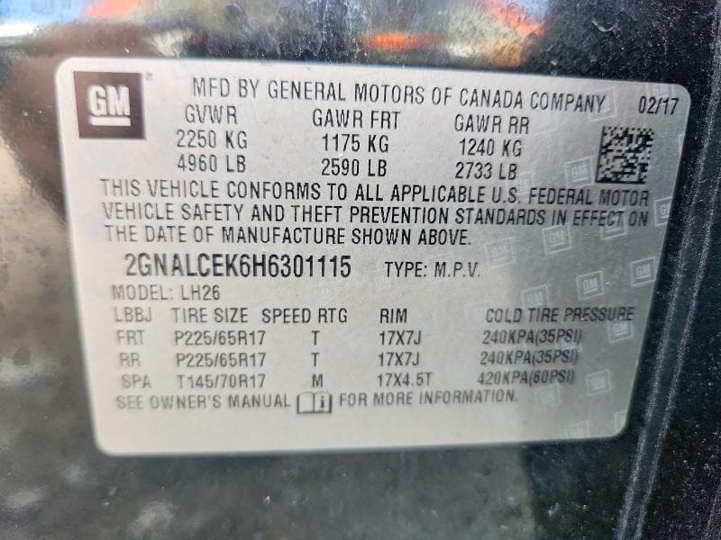 2017 CHEVROLET EQUINOX LT 14