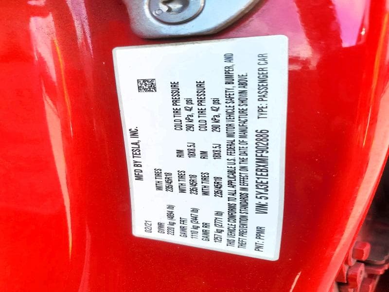 2021 TESLA MODEL 3 12