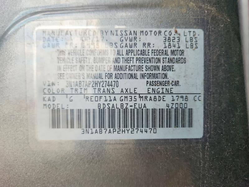 2017 NISSAN SENTRA S 12