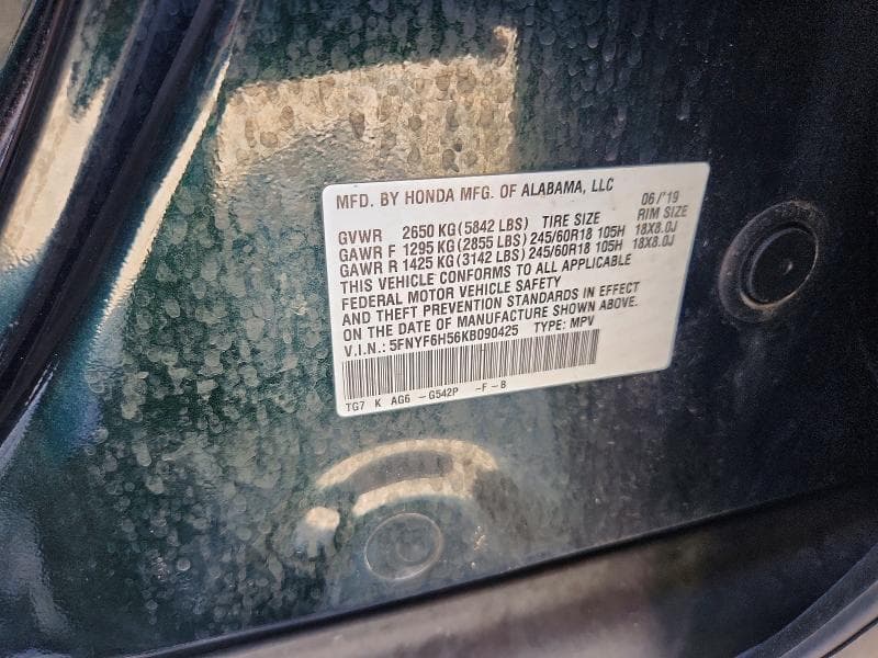 2019 HONDA PILOT EXL 13