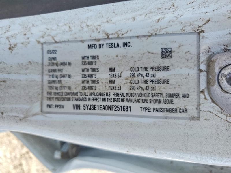 2022 TESLA MODEL 3 12
