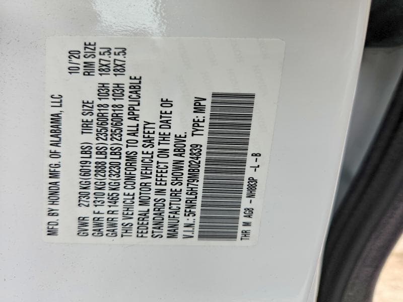 2021 HONDA ODYSSEY EXL 13