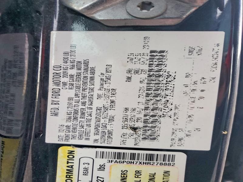 2017 FORD FUSION SE 12