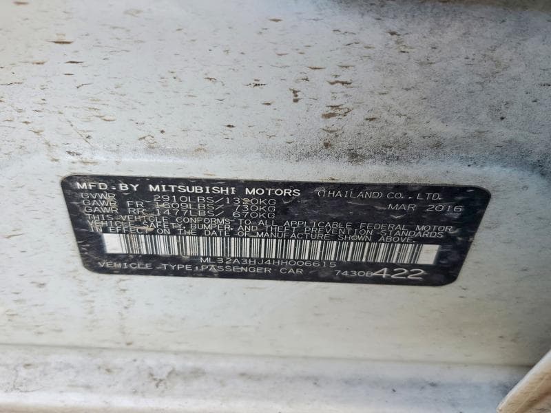 2017 MITSUBISHI MIRAGE ES 13