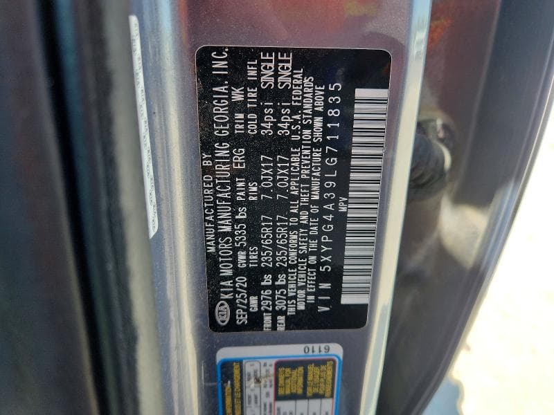 2020 KIA SORENTO L 13