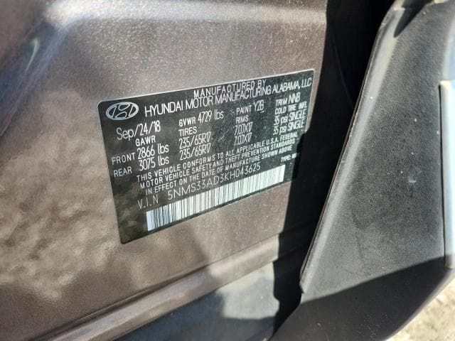 2019 HYUNDAI SANTA FE SEL 2.4L 14