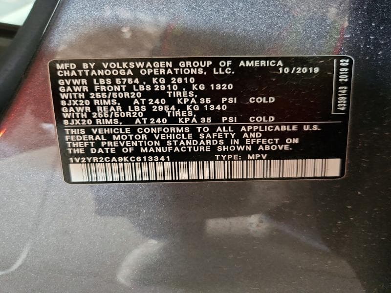 2019 VOLKSWAGEN ATLAS SE 13