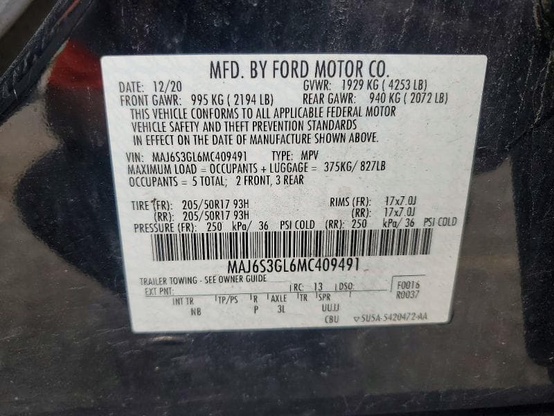2021 FORD ECOSPORT SE 14