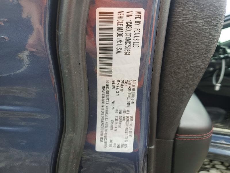 2021 DODGE DURANGO R/T 12