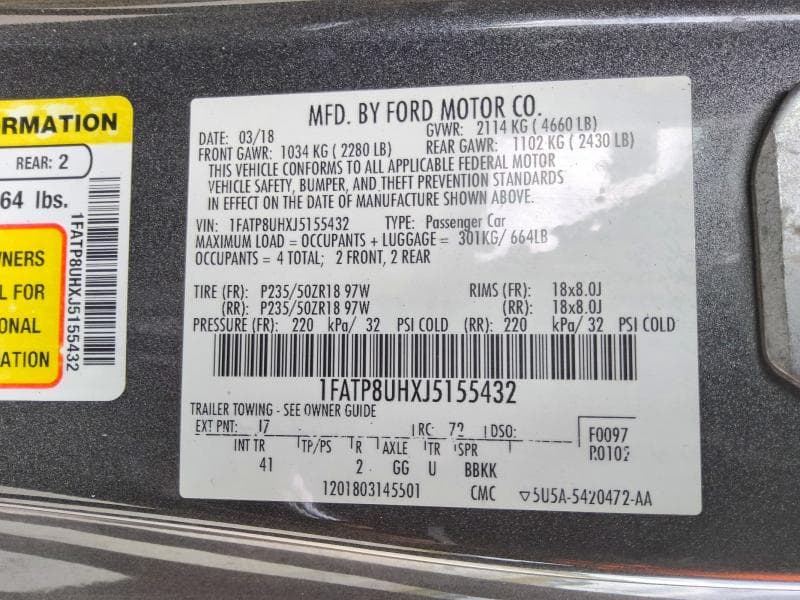 2018 FORD MUSTANG 12
