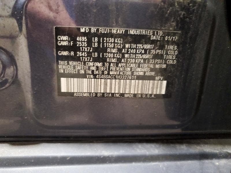 2017 SUBARU OUTBACK 2.5I PREMIUM 13