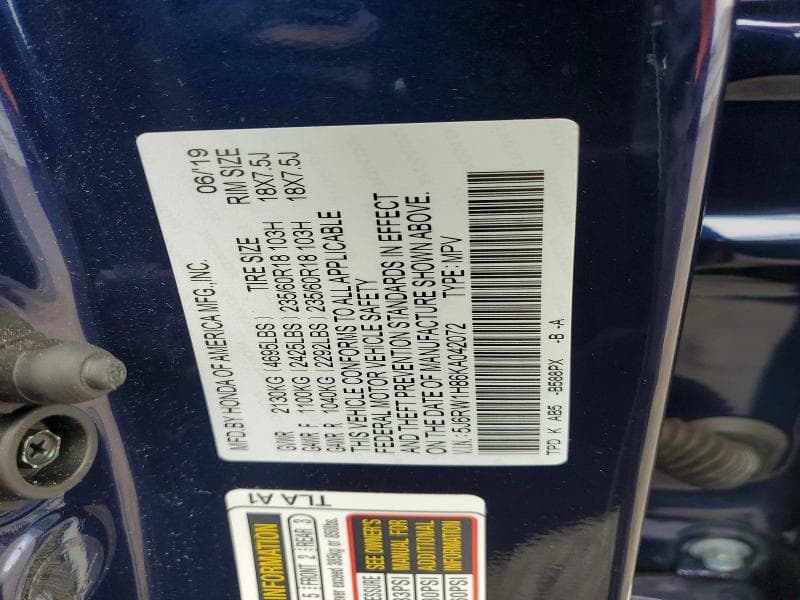 2019 HONDA CR-V EXL 13