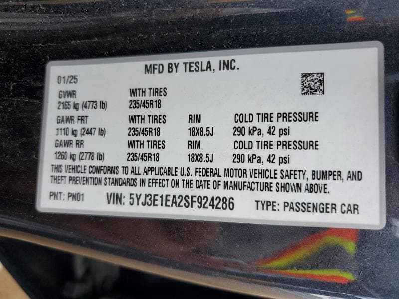 2025 TESLA MODEL 3 12