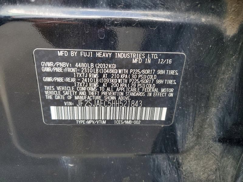 2017 SUBARU FORESTER 2.5I PREMIUM 14