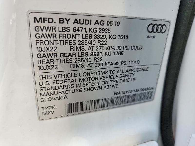 2019 AUDI Q8 PREMIUM PLUS S-LINE 13