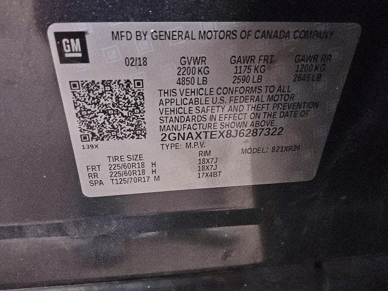 2018 CHEVROLET EQUINOX LT 12
