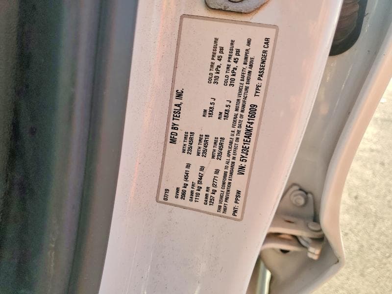 2019 TESLA MODEL 3 12