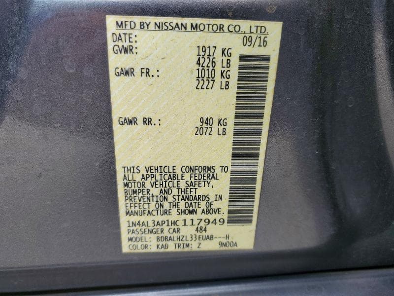2017 NISSAN ALTIMA 2.5 SR 12