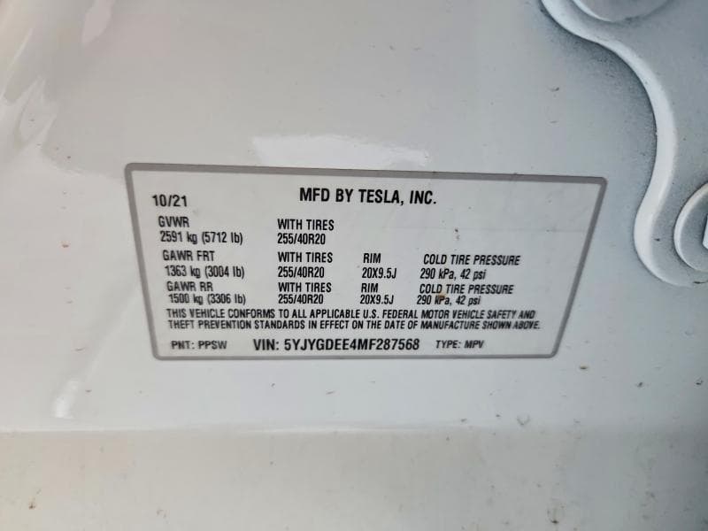 2021 TESLA MODEL Y 12