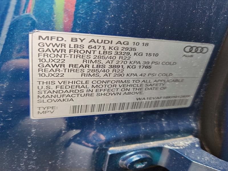 2019 AUDI Q8 PREMIUM PLUS S-LINE 13
