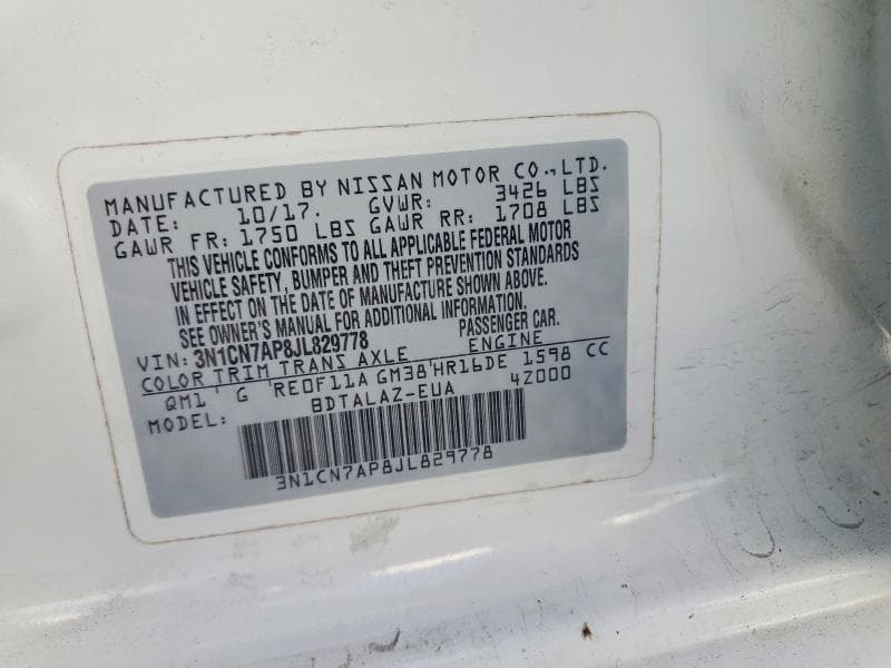 2018 NISSAN VERSA 12