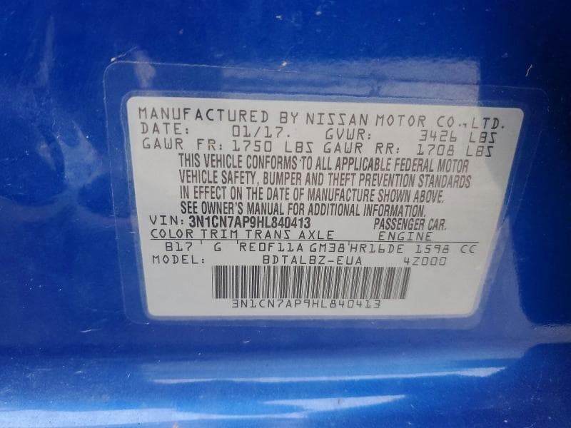 2017 NISSAN VERSA 1.6 SV 12