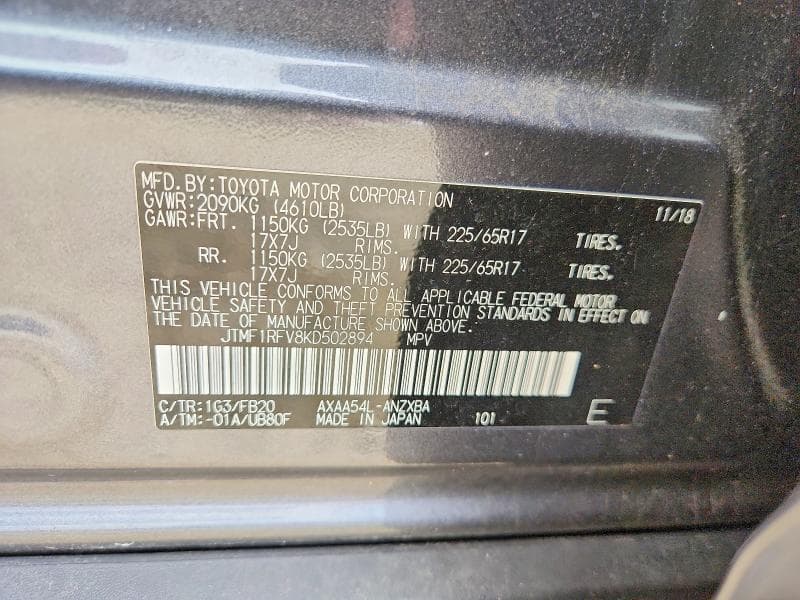 2019 TOYOTA RAV4 LE 13