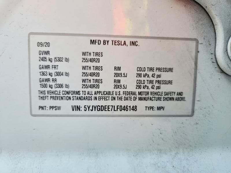 2020 TESLA MODEL Y 12