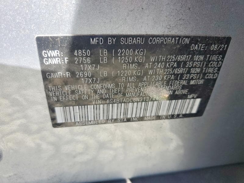 2022 SUBARU OUTBACK PREMIUM 12