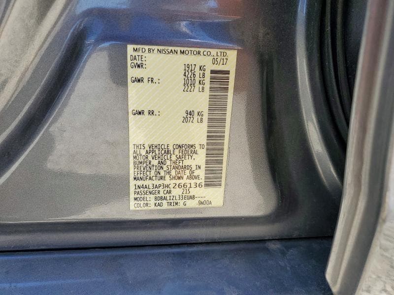 2017 NISSAN ALTIMA 2.5 SV 12