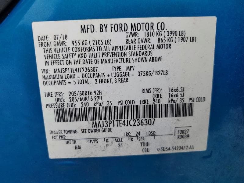 2018 FORD ECOSPORT SE 14