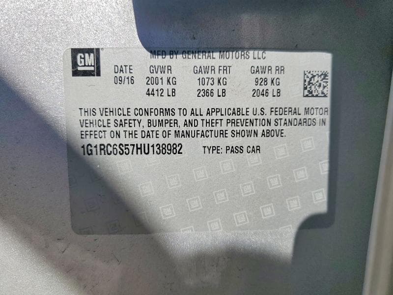 2017 CHEVROLET VOLT LT 12