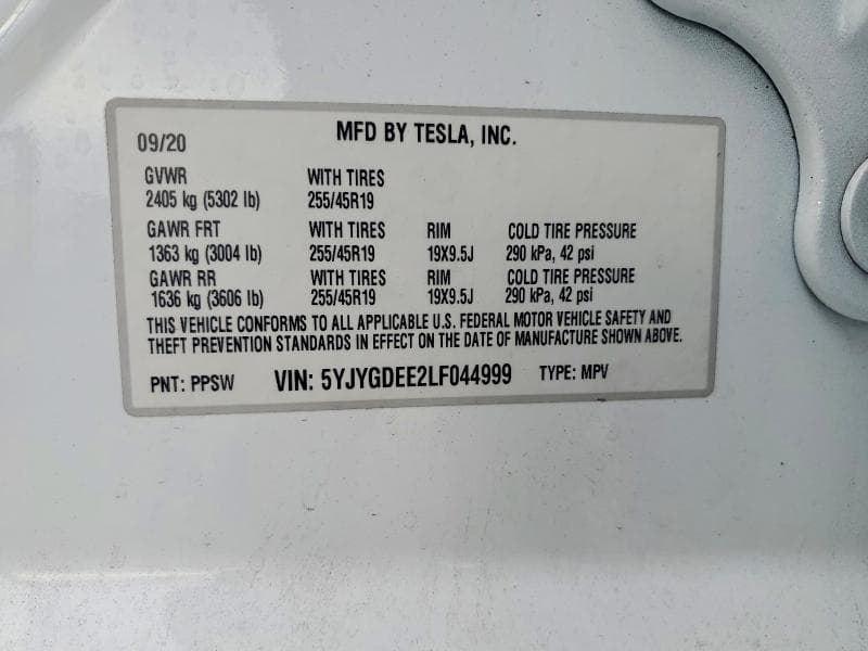 2020 TESLA MODEL Y 13
