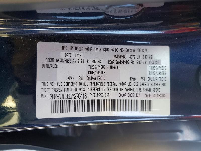 2018 MAZDA 3 TOURING 12