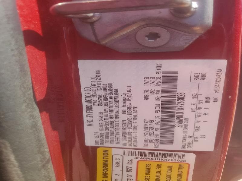 2019 FORD FUSION SE 12