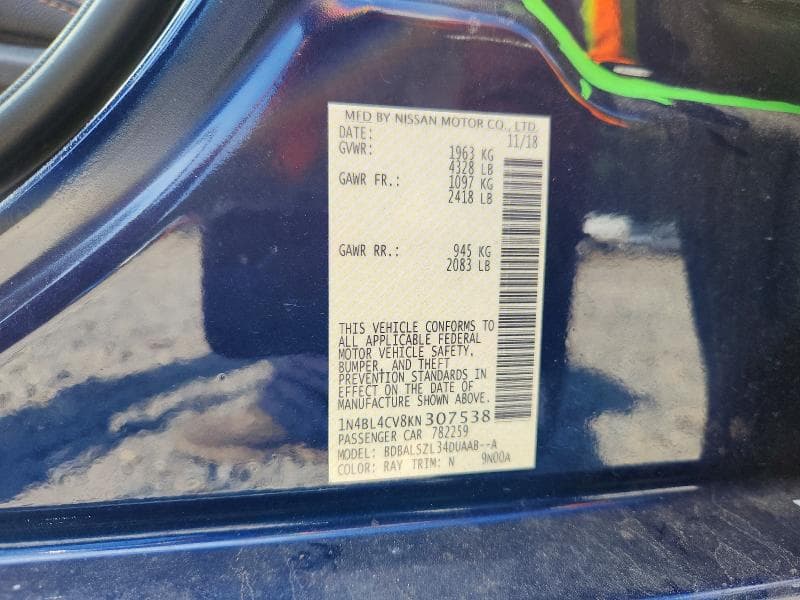 2019 NISSAN ALTIMA SR 13