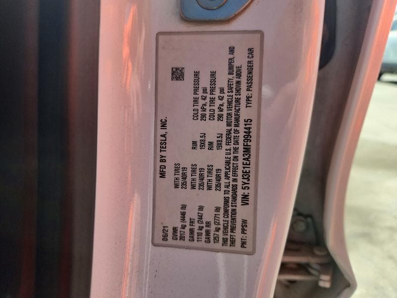 2021 TESLA MODEL 3 12