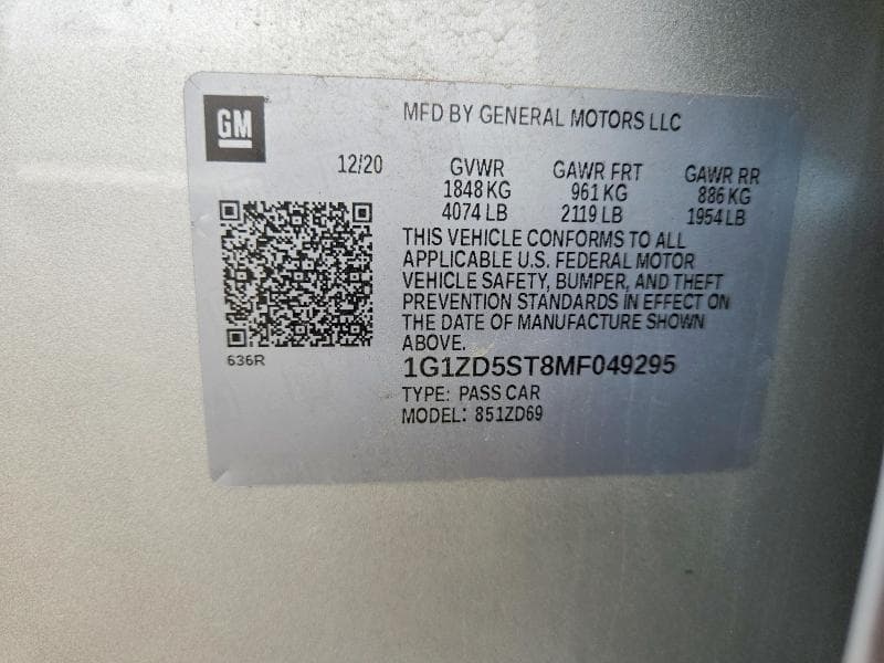 2021 CHEVROLET MALIBU LT 12