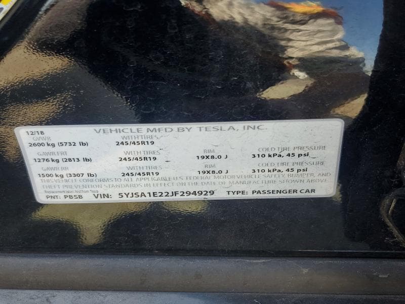 2018 TESLA MODEL S 12