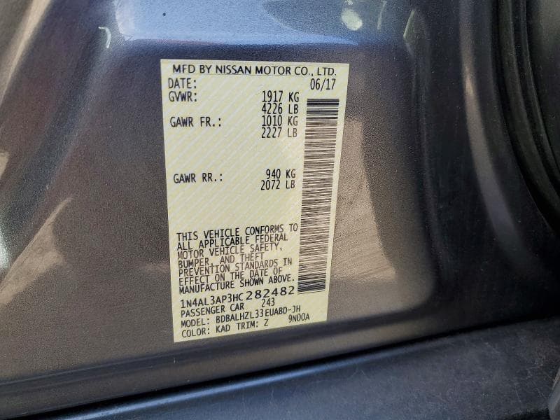 2017 NISSAN ALTIMA 2.5 SR 12