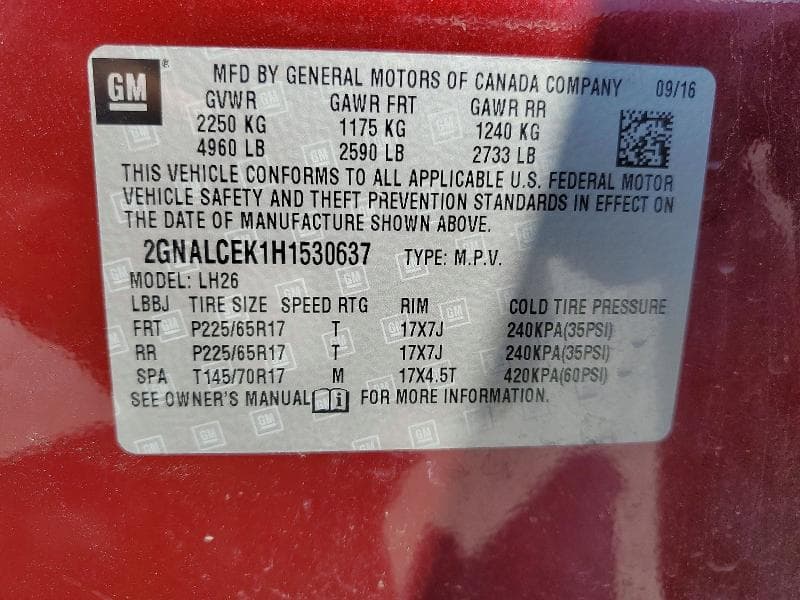 2017 CHEVROLET EQUINOX LT 13