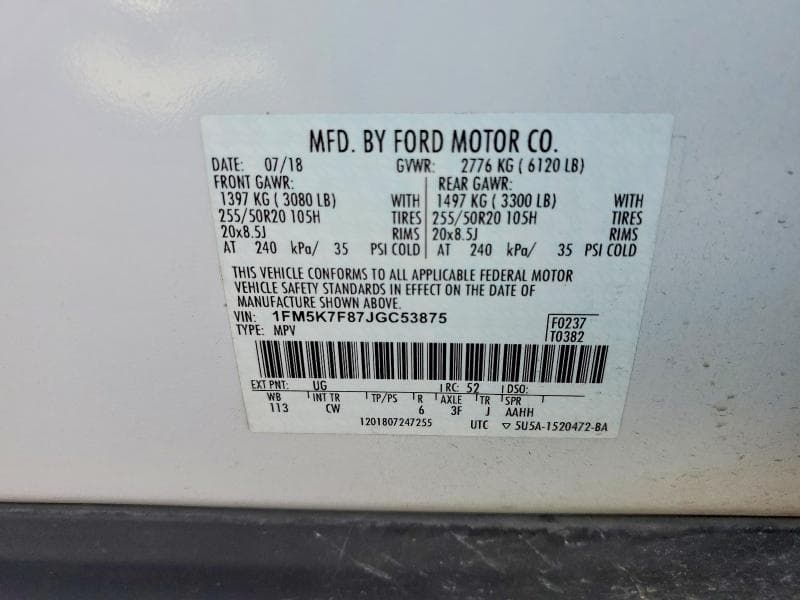 2018 FORD EXPLORER LIMITED 14