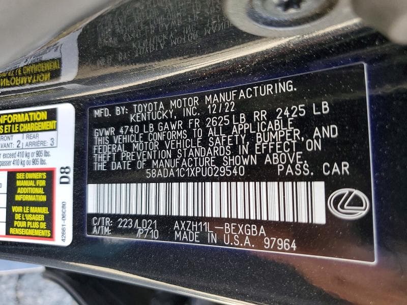 2023 LEXUS ES 300H BASE 12