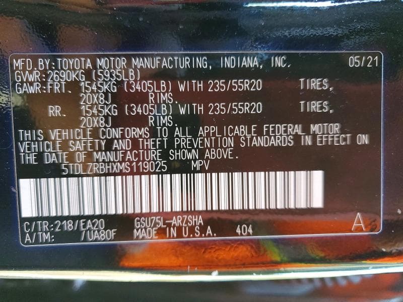 2021 TOYOTA HIGHLANDER XSE 14