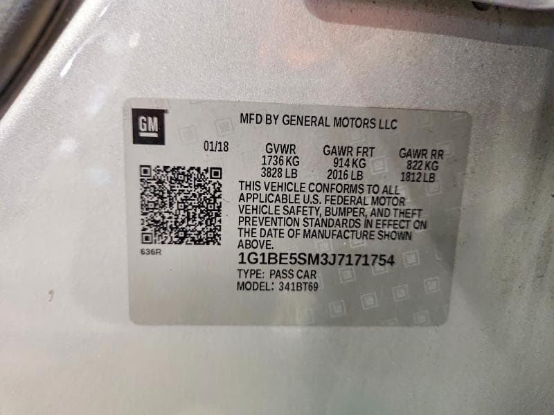 2018 CHEVROLET CRUZE LT 12