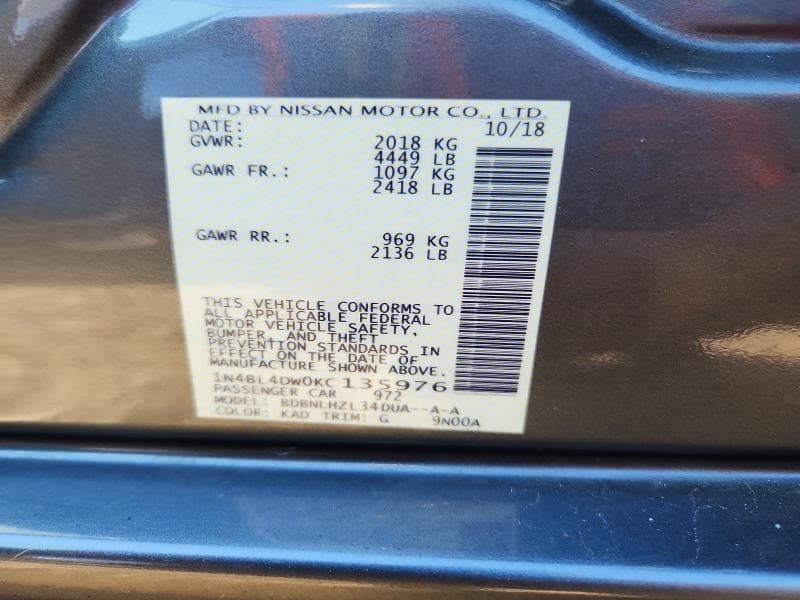 2019 NISSAN ALTIMA SV 12