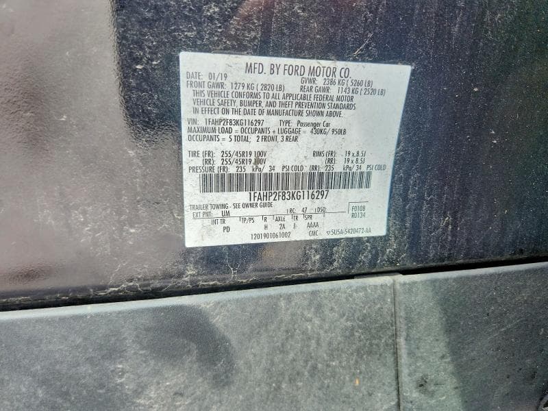 2019 FORD TAURUS LIMITED 12