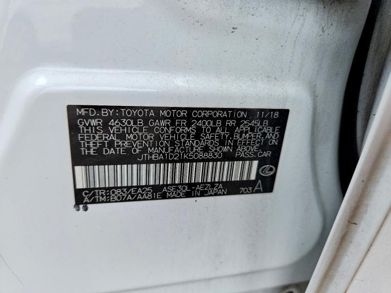 2019 LEXUS IS 300 12